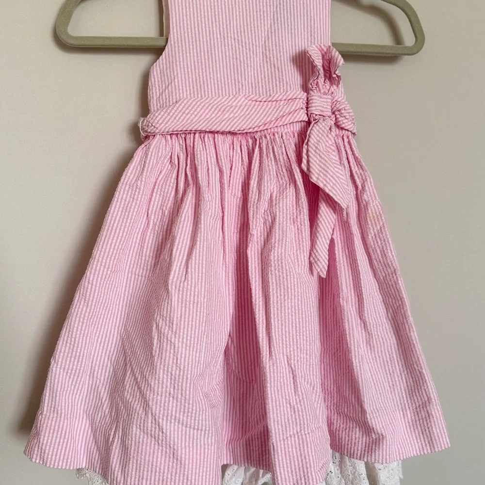 Ralph Lauren Girls Pink Seersucker Dress Size 4T